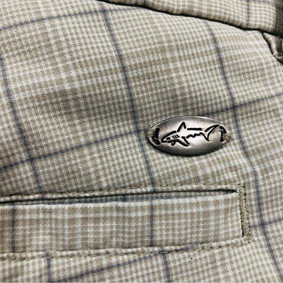 Greg Norman Golf Tan Plaid Men’s Shorts Flat Front Size 38 - Picture 3 of 8